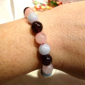 Natural Aquamarine bracelet Rose quartz Amethyst